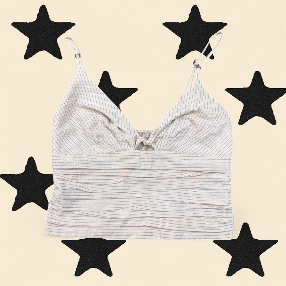 ★Zara Striped Crop Top – Neutral Pinstripe Cami★
